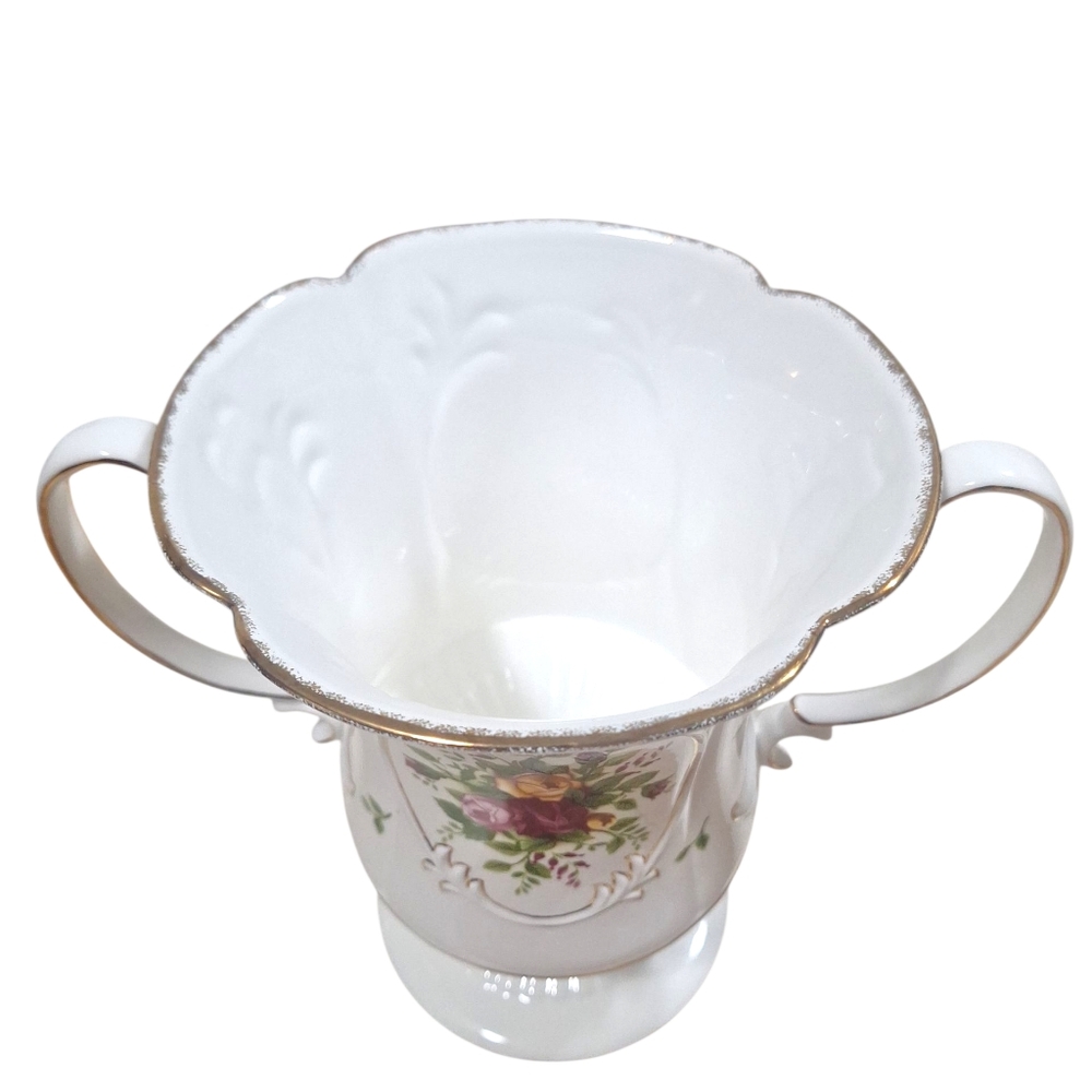 NOB Vintage Royal Albert Old Country Roses Grandeur Vase W/Handles Floral Print - Picture 3 of 15
